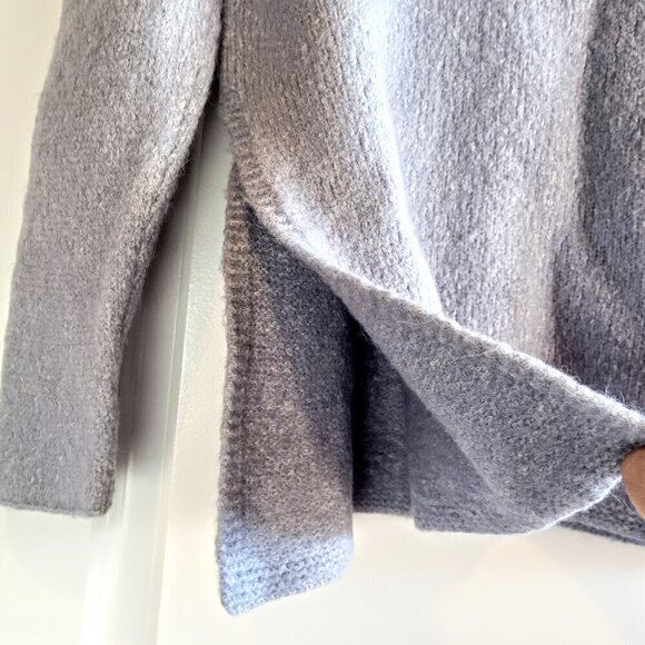 Eileen Fisher Blue Alpaca Cotton Side Slit Pullover Sweater - FLAWED - Picture 4 of 6